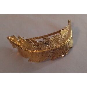 Gold-Tone Feather Leaf Hair Clip Barrette For Women